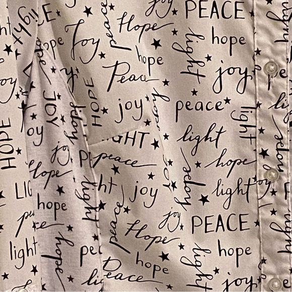 Zac & Rachel Womens M White Roll Tab Sleeve Peace Light Joy Button Up Shirt - Picture 5 of 11